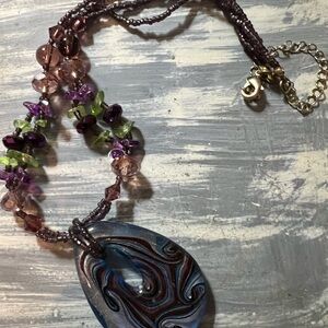 Artisan Multicolor Swirl Pendant Necklace